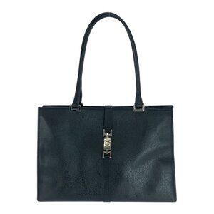 Gucci Jackie Black Silver Hardware Leather 002 1074 Tote Bag